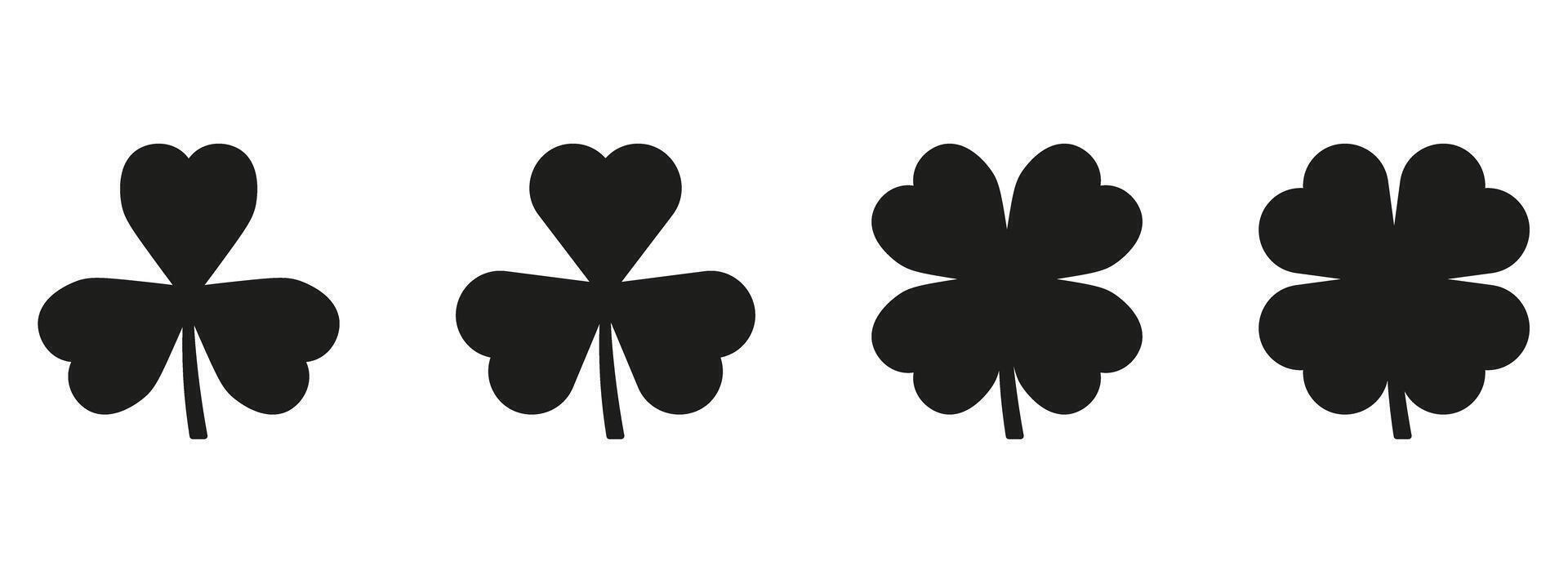 Four leaf clover silhouette set on white background vector