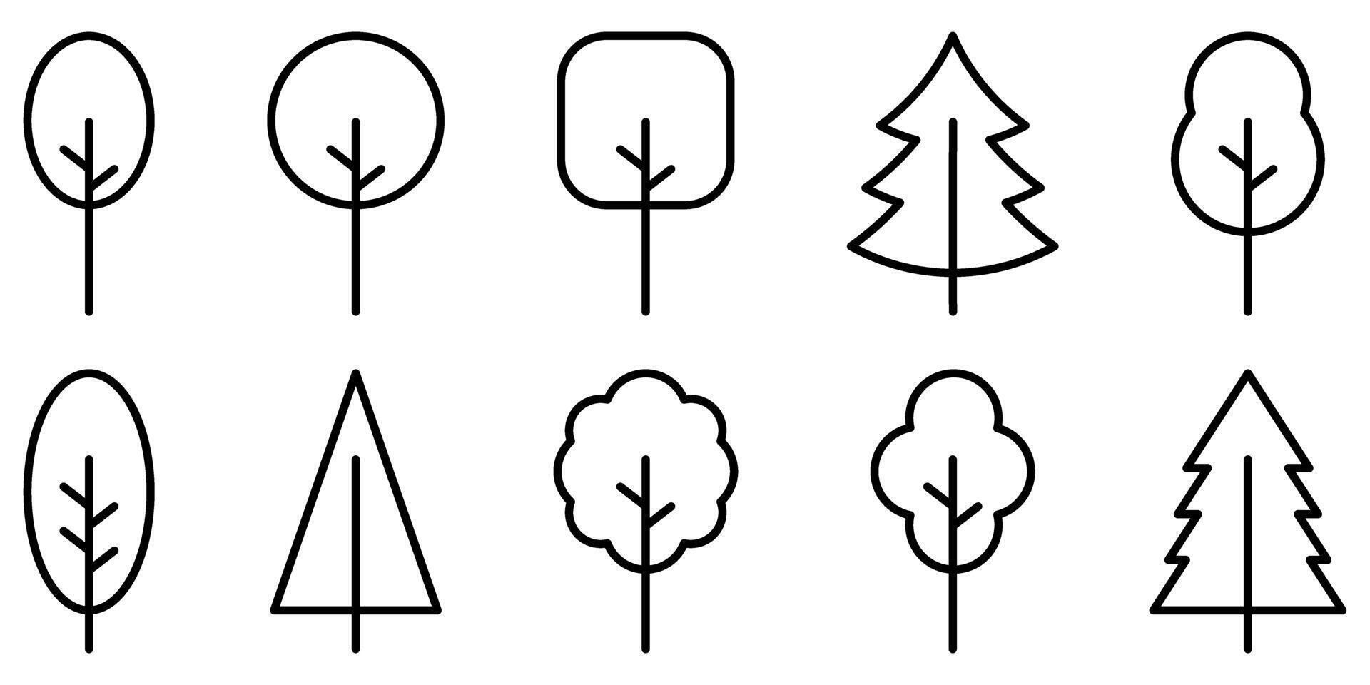 A set of trees in different shapes and sizes vector