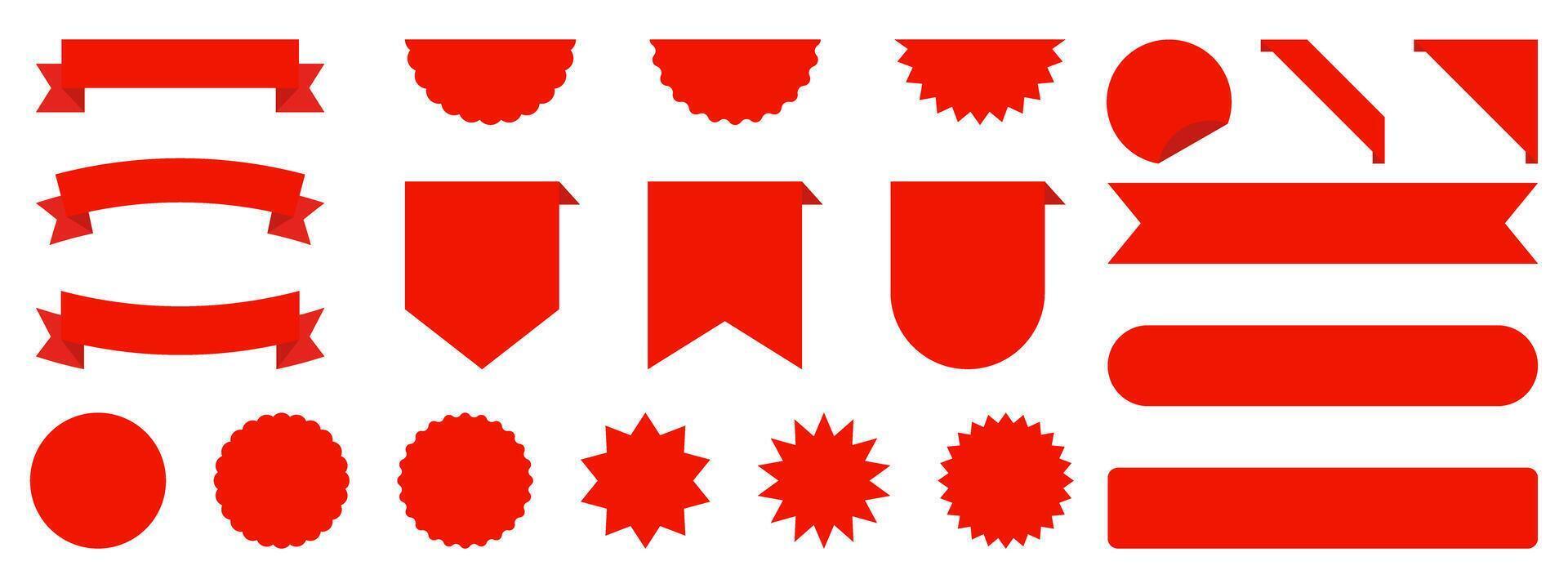A set of red ribbons and other shapes vector