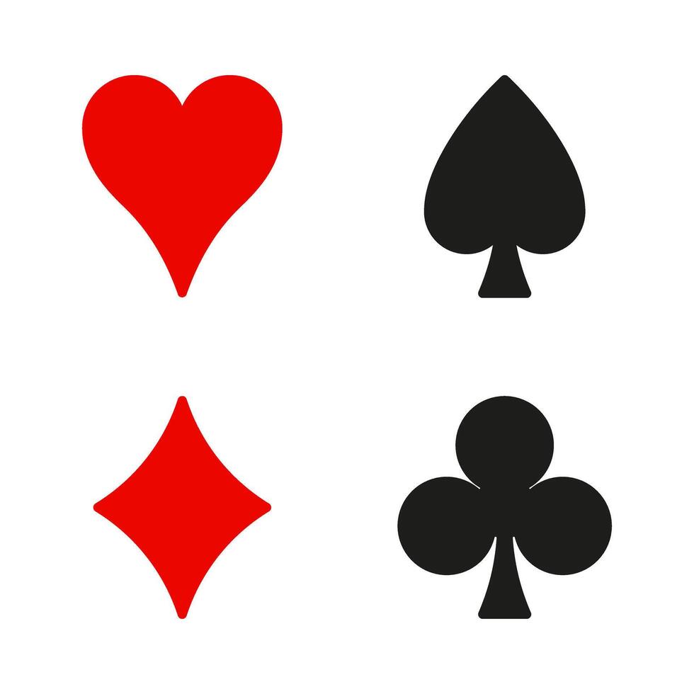 A set of four playing cards with hearts and spades vector