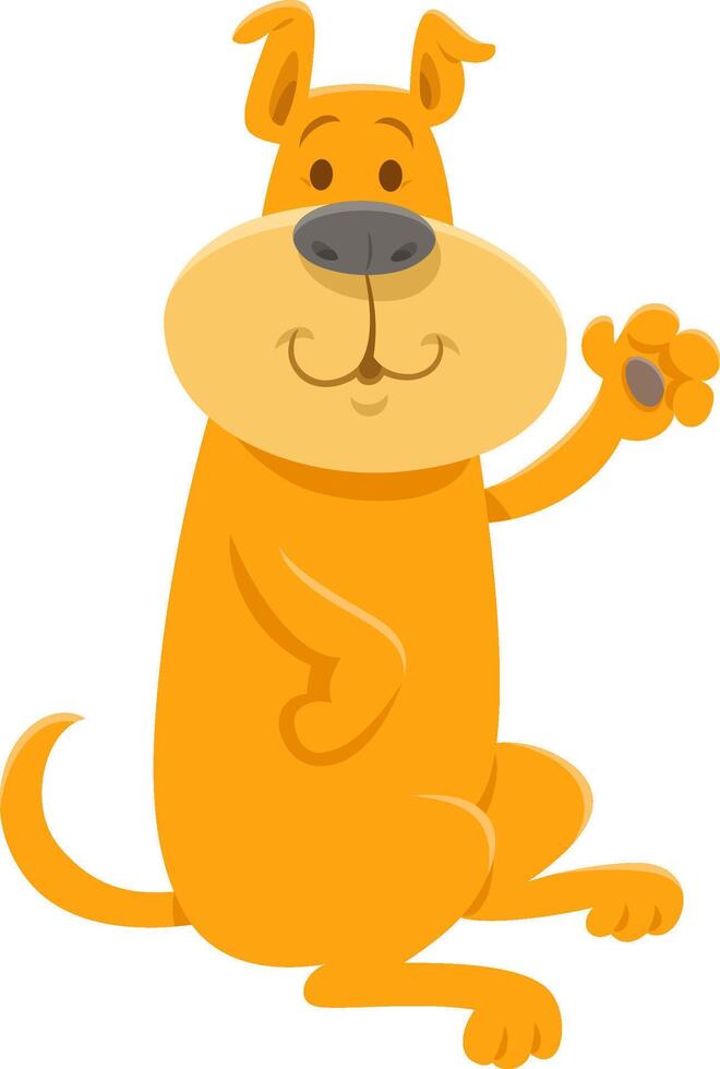 cartoon dog animal character waving his paw vector