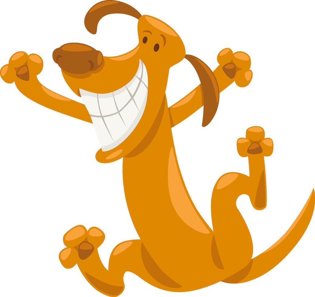 happy cartoon brown dog animal character vector