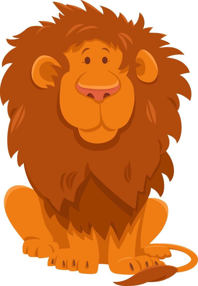 funny cartoon lion wild animal character vector