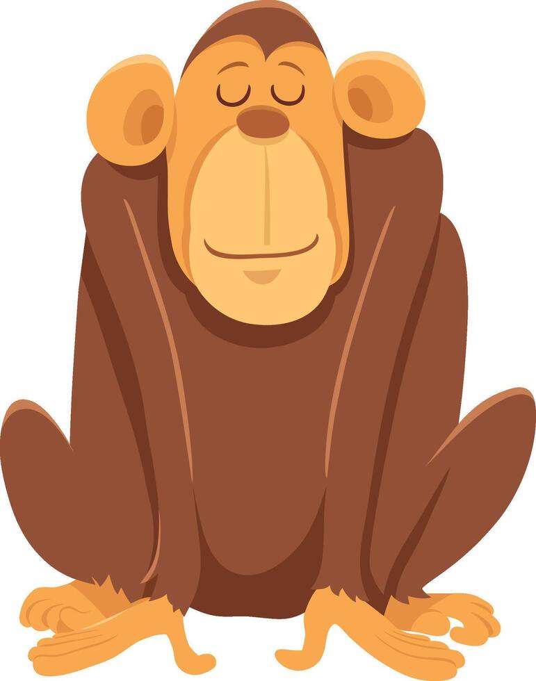 funny cartoon sleepy chimpanzee ape animal character vector