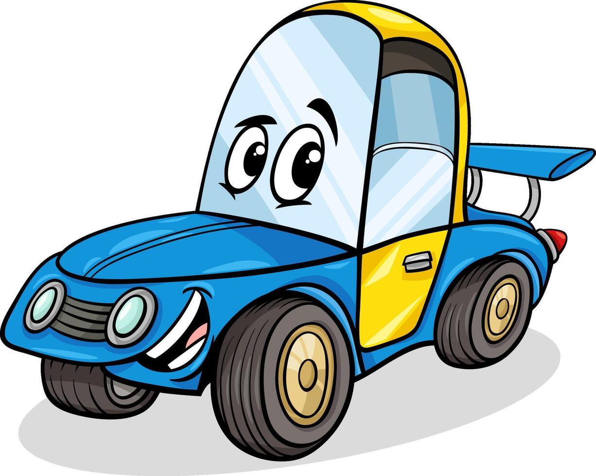 funny cartoon racing car vehicle character vector