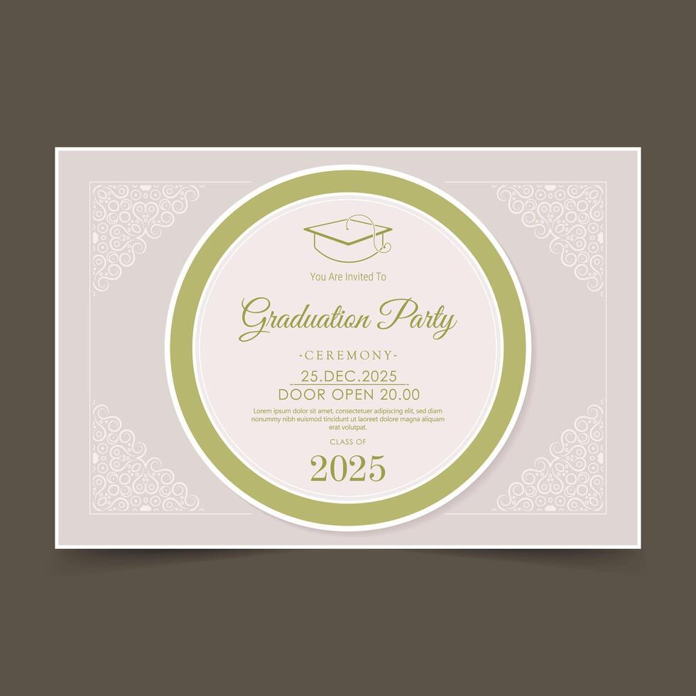 graduation invitation with ornament template vector