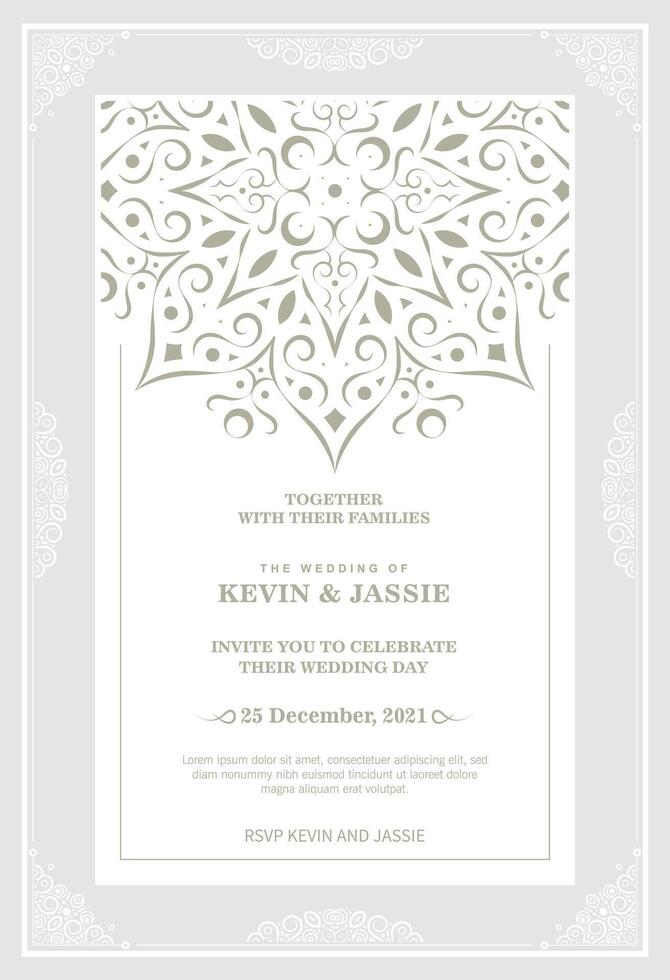 wedding invitation mandala design background vector
