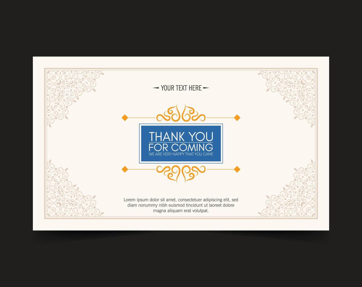 classic thank you wedding card design template vector