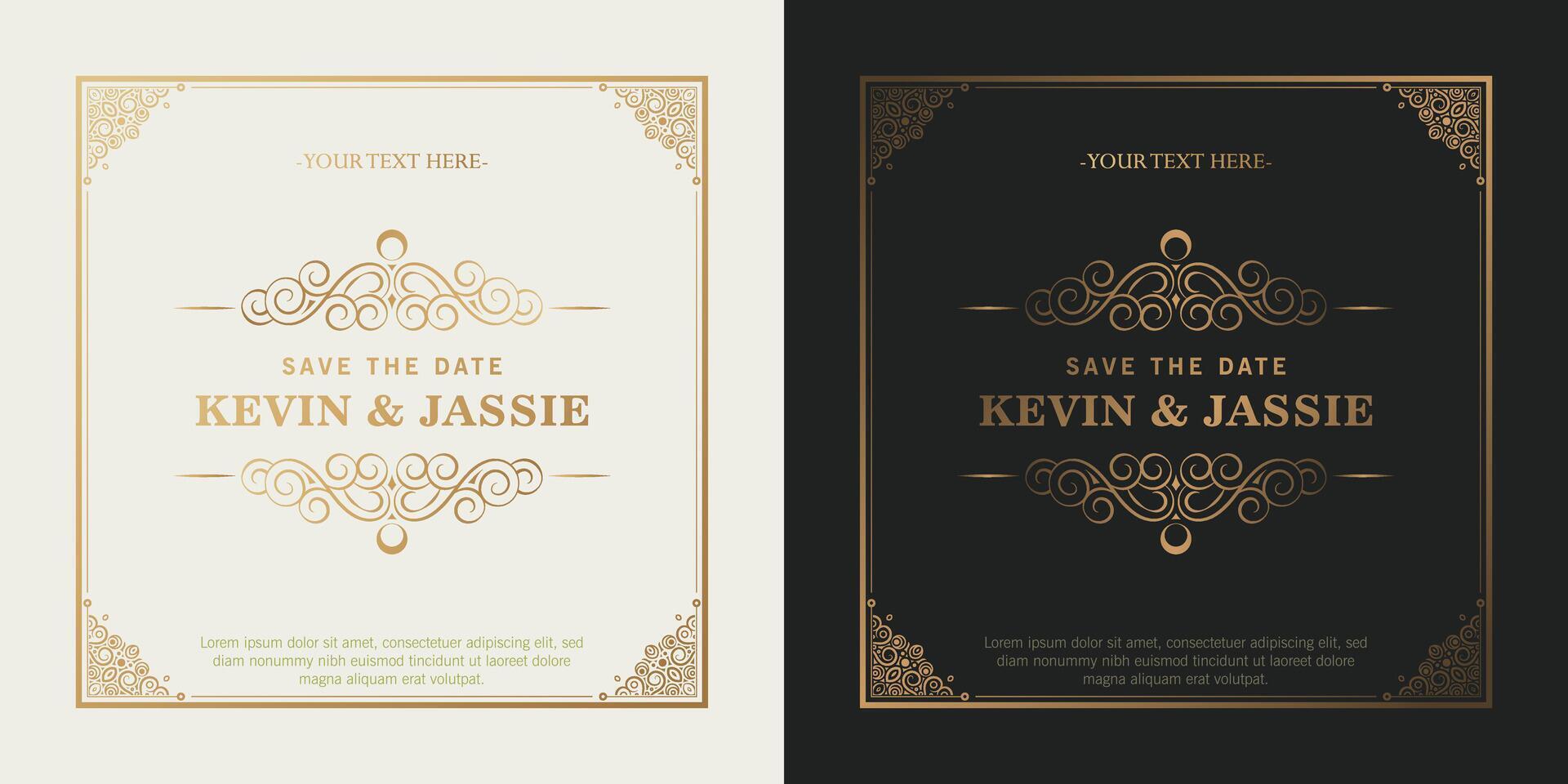 Luxury vintage golden invitation card template vector