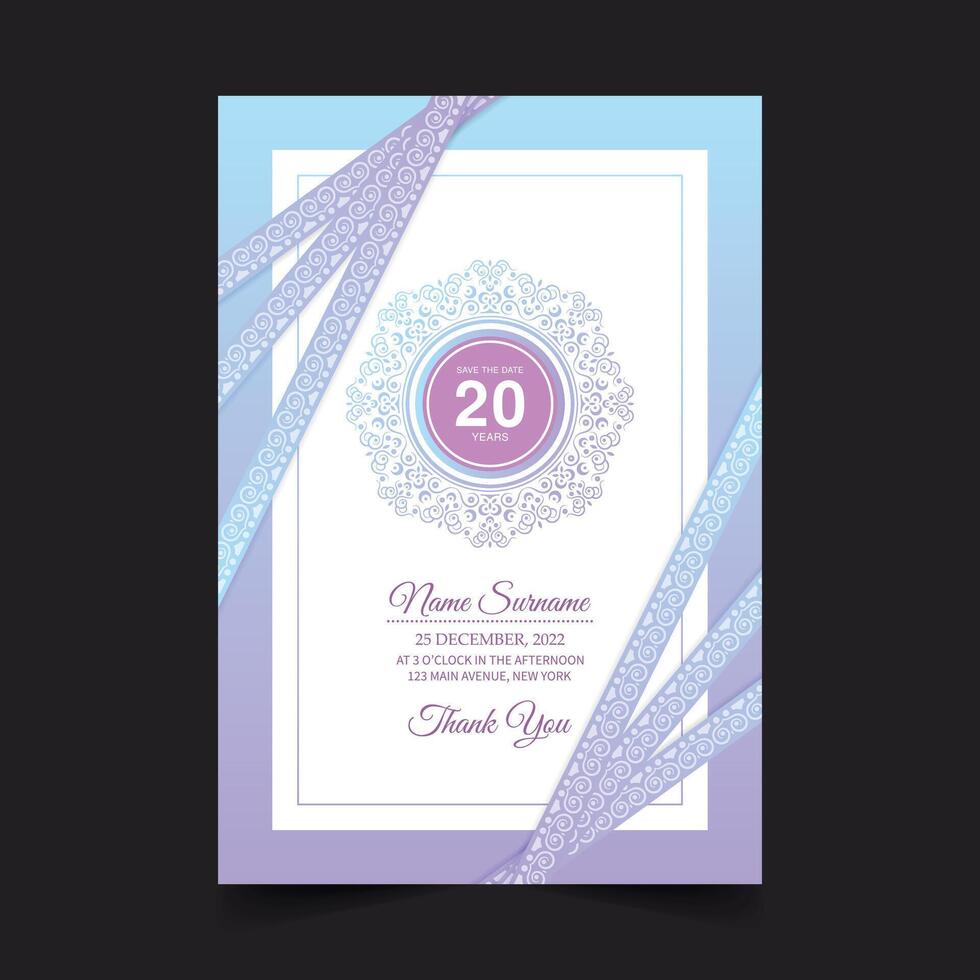 soft abstract pattern birthday invitation design vector
