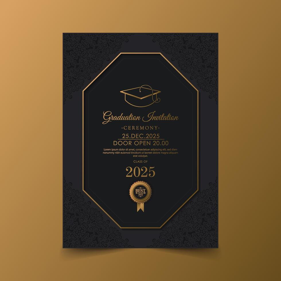 Elegant dark graduation invitation template vector