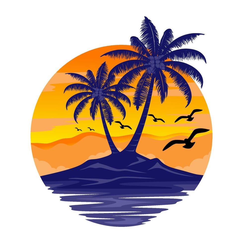 mountain design. palm tree sea and sunset theme vector