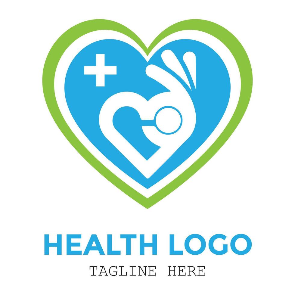 Medical healthy heart with cross logo lovely design vector