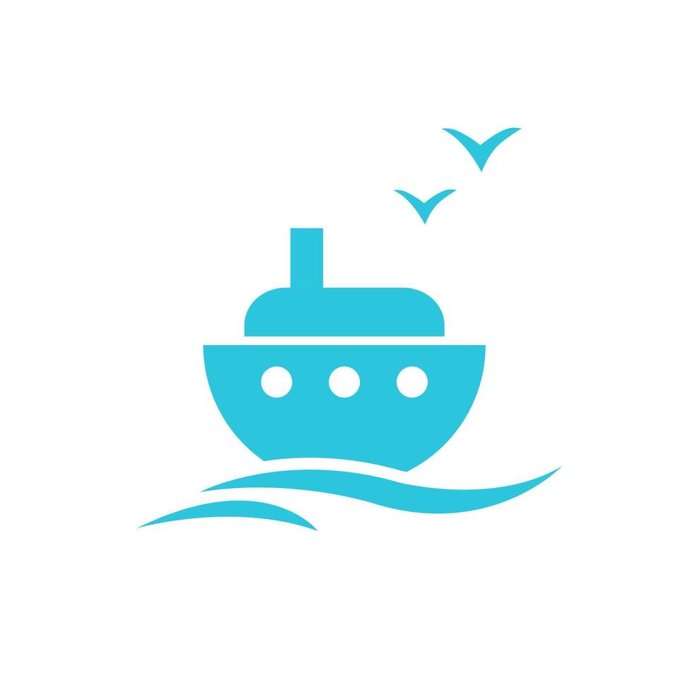Travel ship icon on white background. From blue icon set vector