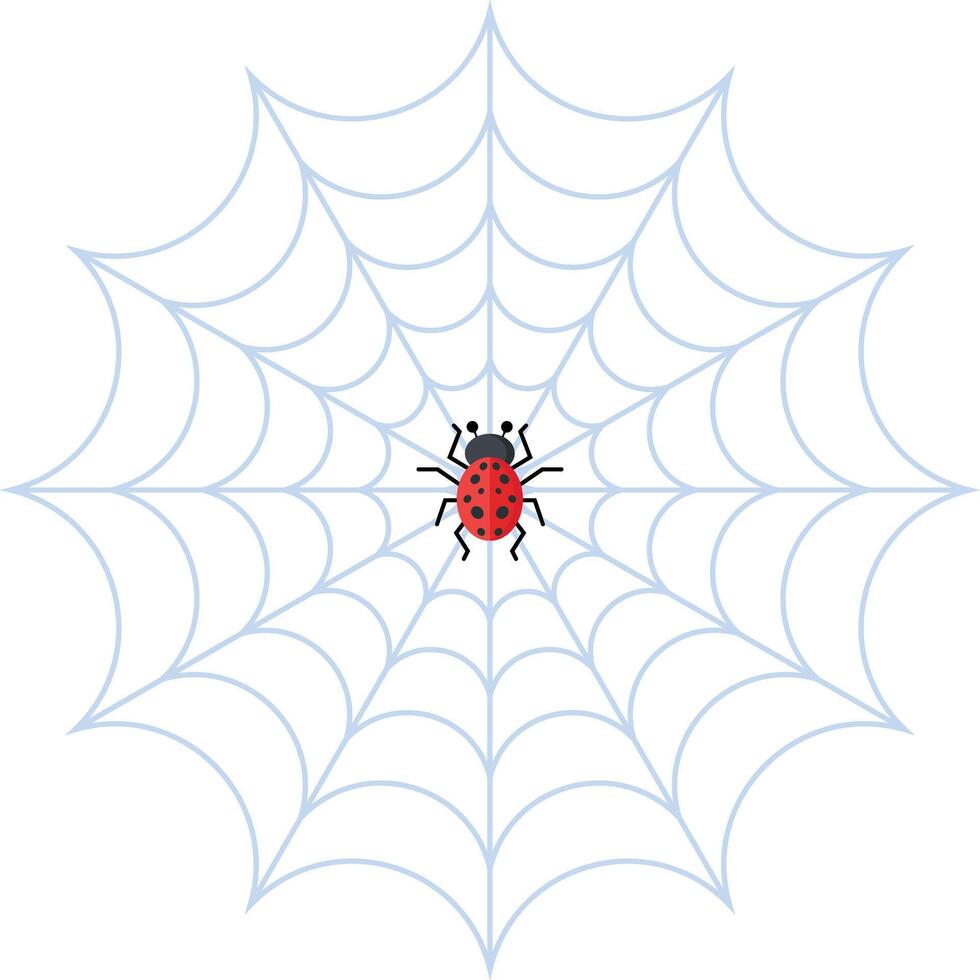 Ladybug on Spider Web vector