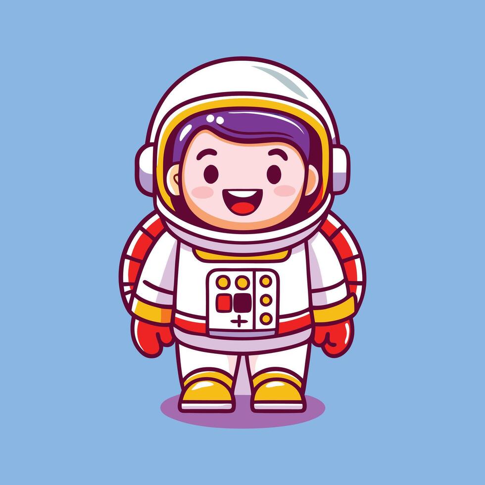 A cartoon space suited astronaut standing with a smile vector