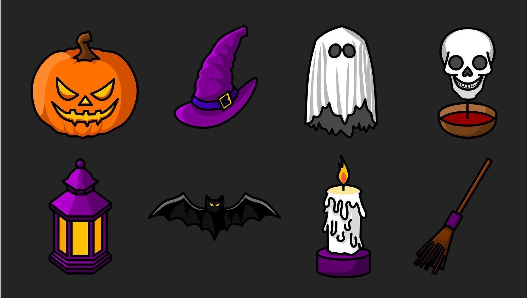 A vibrant collection of Halloween-themed icons vector