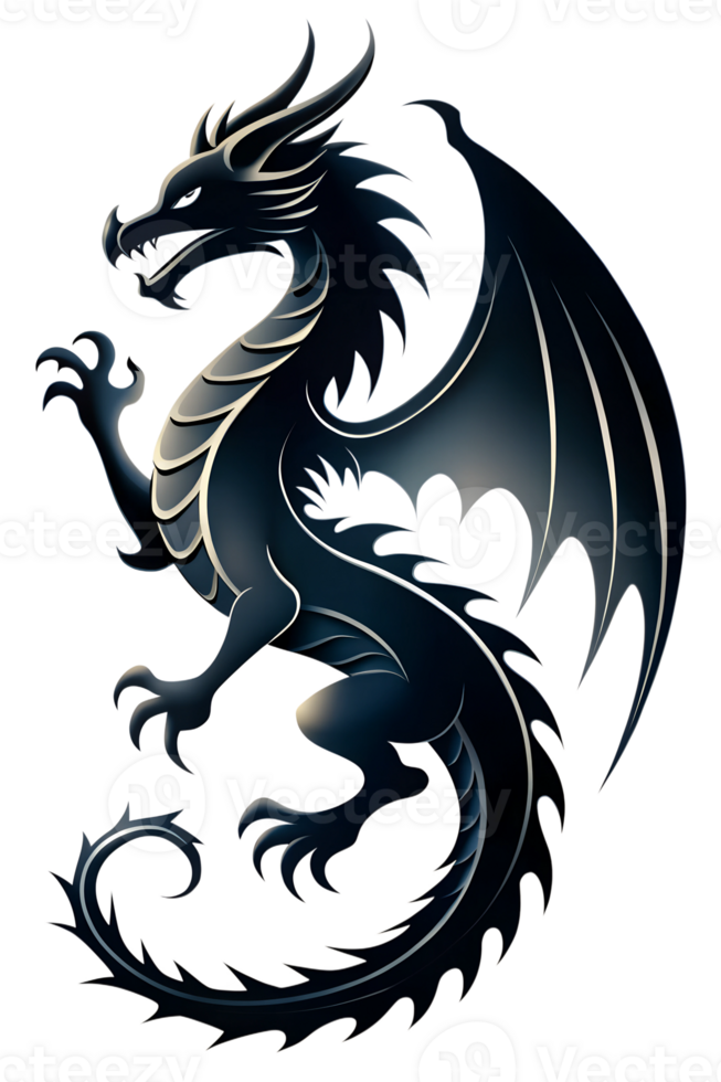 Black dragon soaring in the dark png