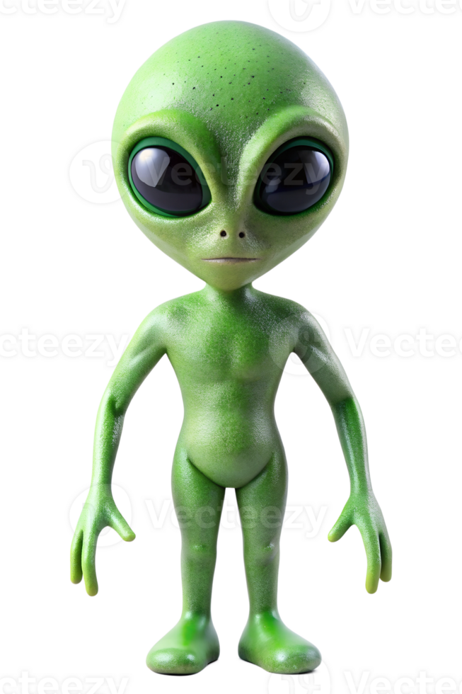 Green alien figure with big eyes 51554956 PNG