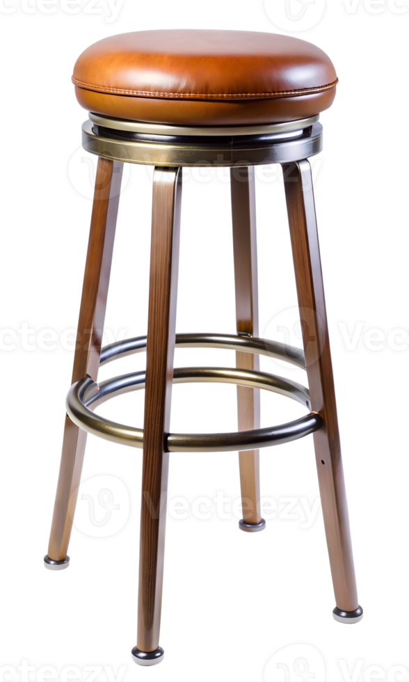 Stylish wooden bar stool with a comfortable seat png