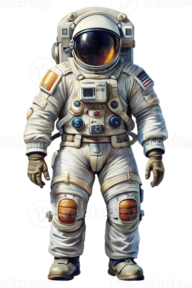 Space suited astronaut on plain background png
