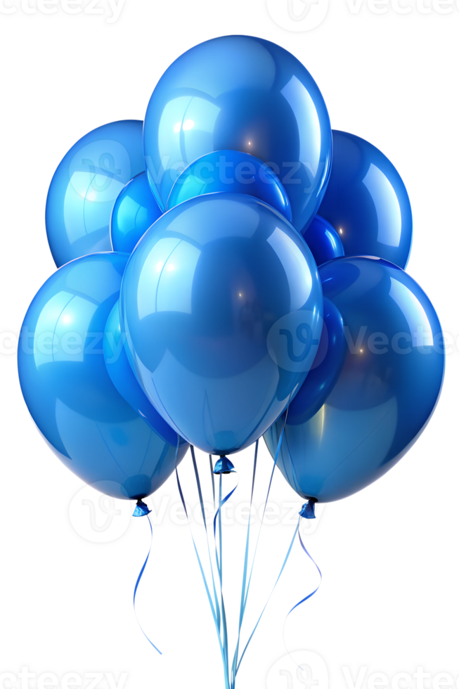 Festive blue balloons floating together png