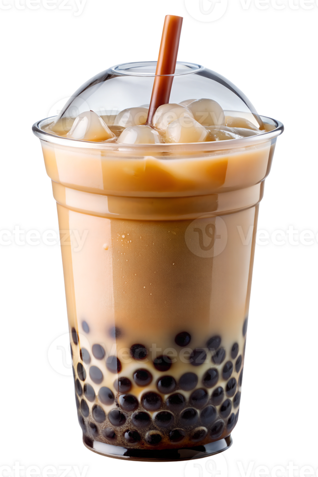 Bubble tea with tapioca pearls png