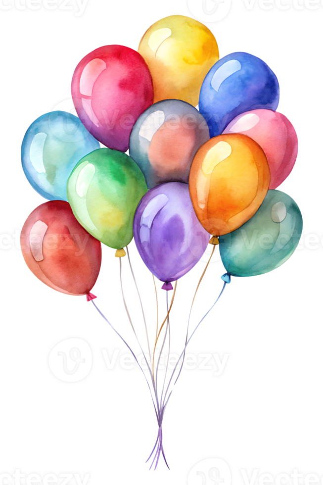 Colorful balloons floating in a bright atmosphere png