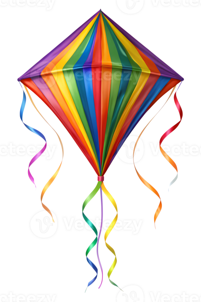 Colorful kite with ribbons in the sky png