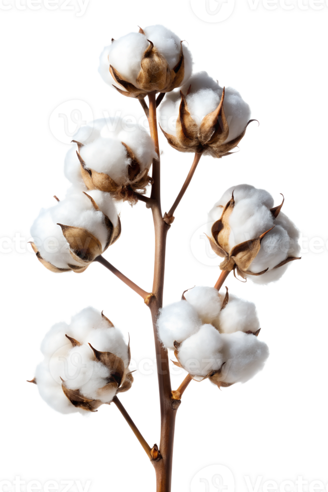 Fluffy cotton bolls on white background png