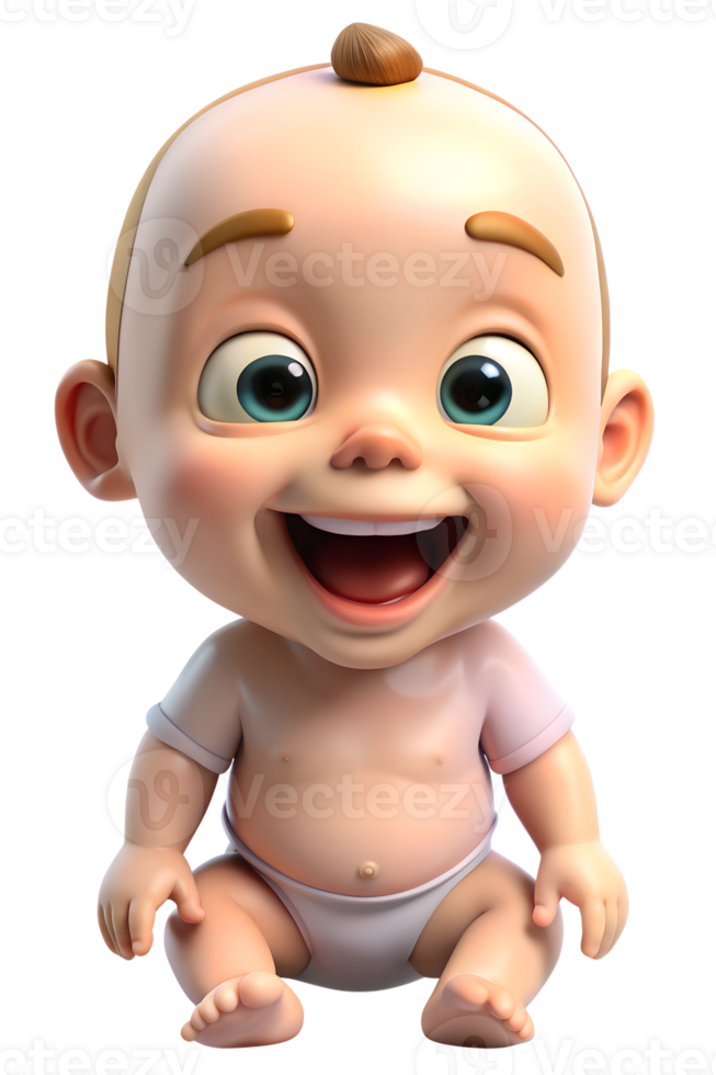 Smiling baby cartoon sitting on the floor png