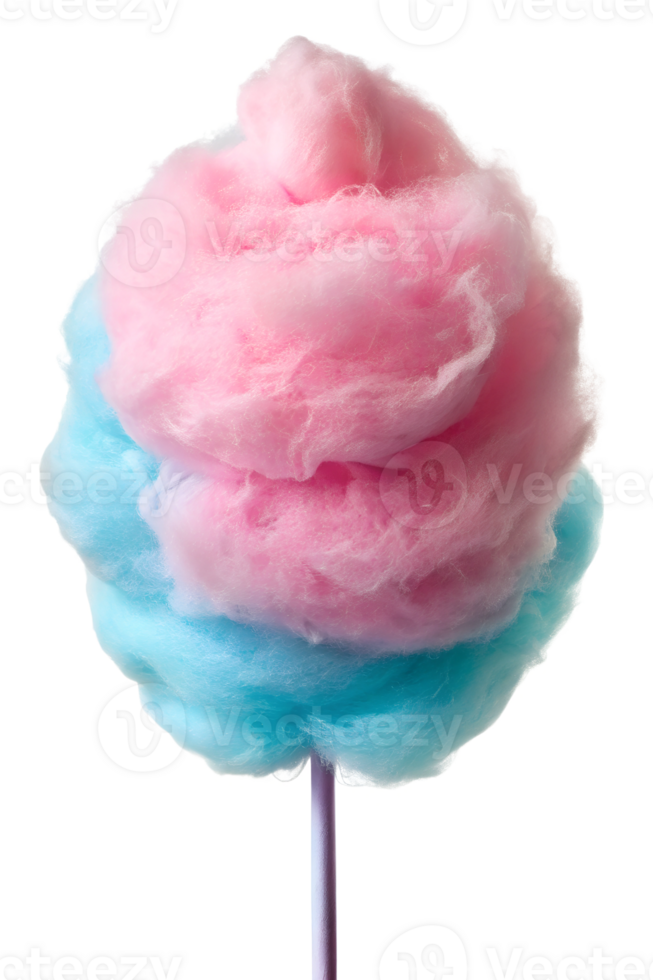 Colorful cotton candy served on a stick at a fair png