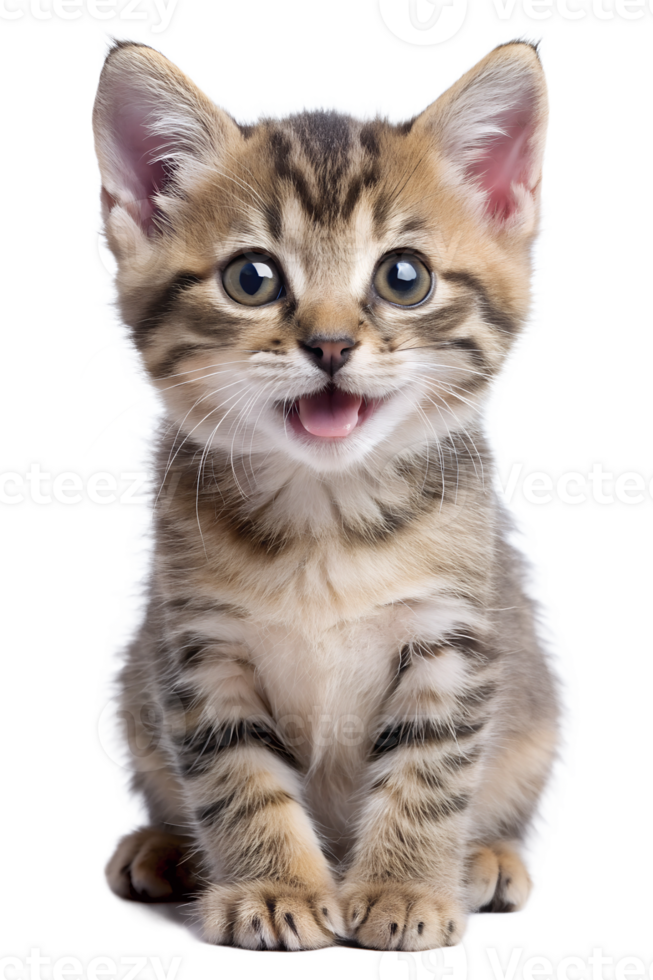 Happy tabby kitten playing indoors during the day png