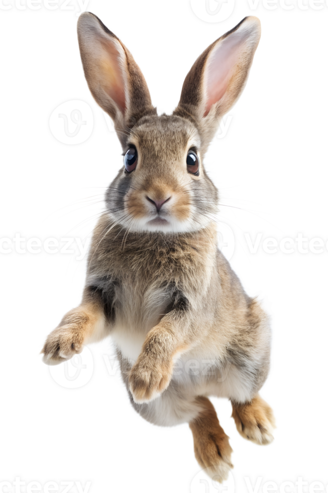 Cute rabbit jumping against a white background png