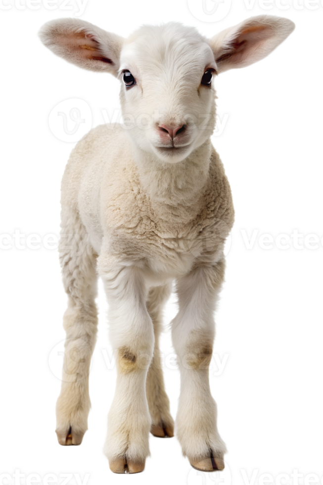 A playful lamb standing on a white background png