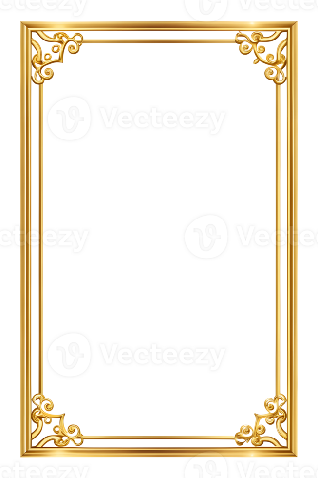 Elegant golden frame ready for a blank canvas png