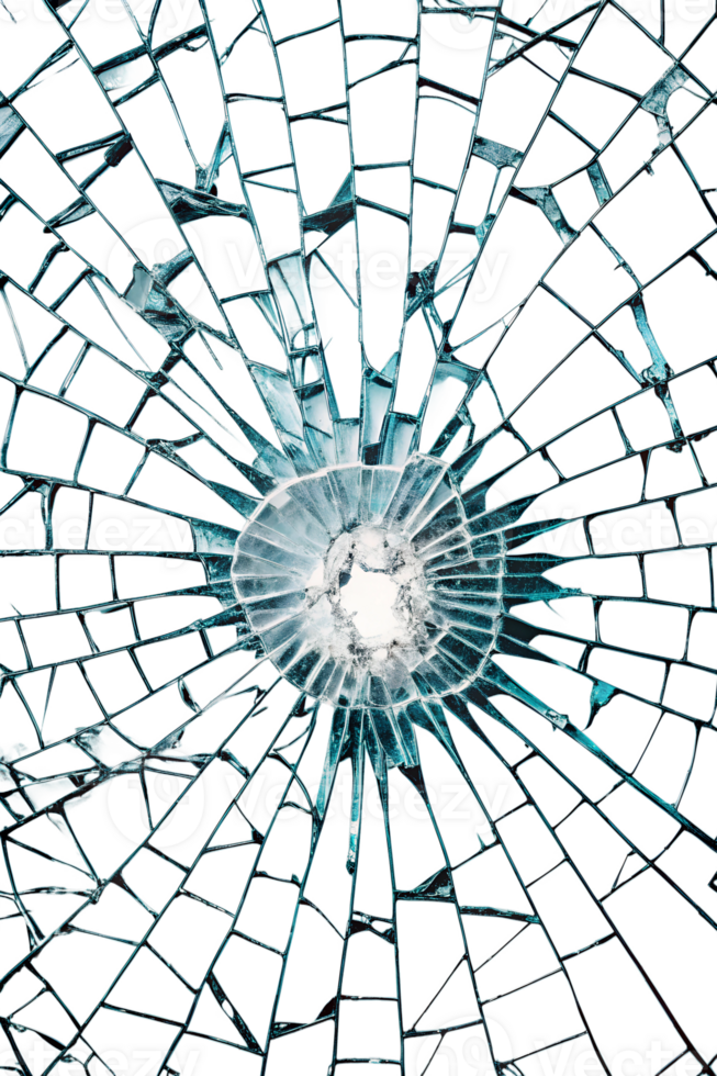Broken glass with intricate cracks from impact png