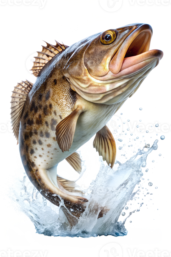 Bass leaping from sunlight water png
