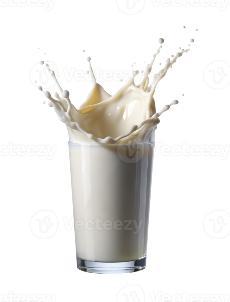 Milk splash from a glass on a white background png