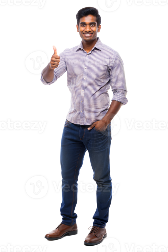 Man smiling with thumbs up in casual wear png