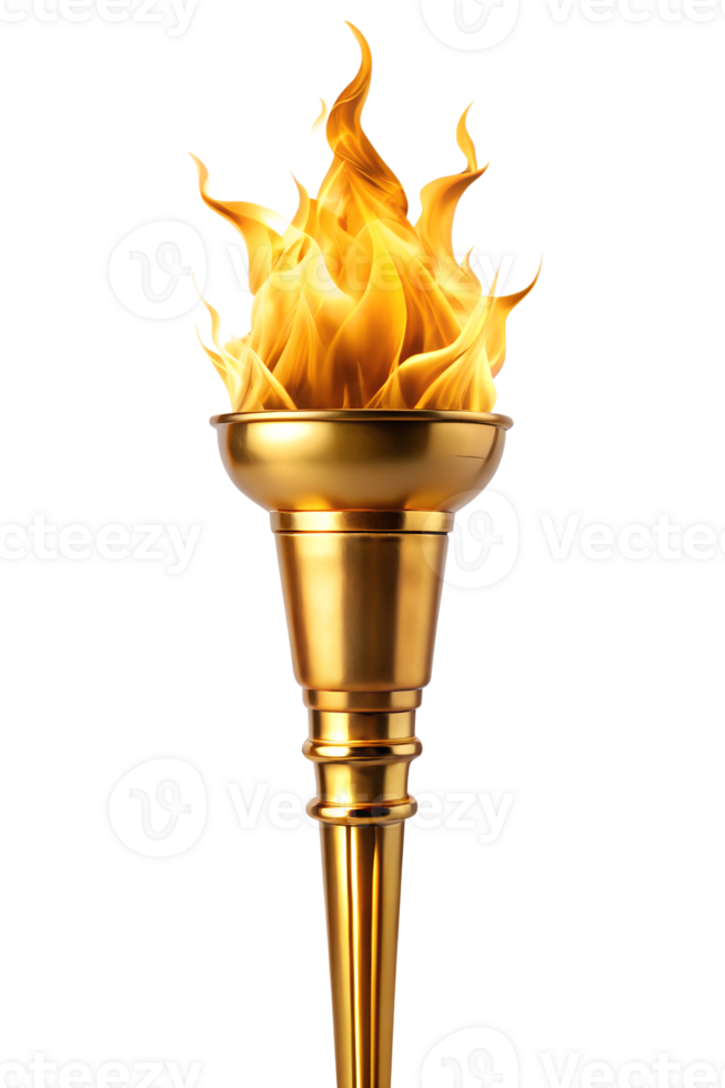 Golden torch burning brightly in a darkened space png