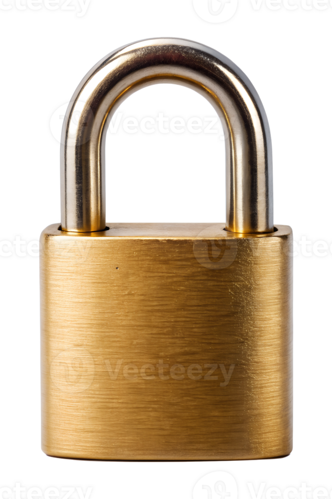 Simple gold padlock on a white background png
