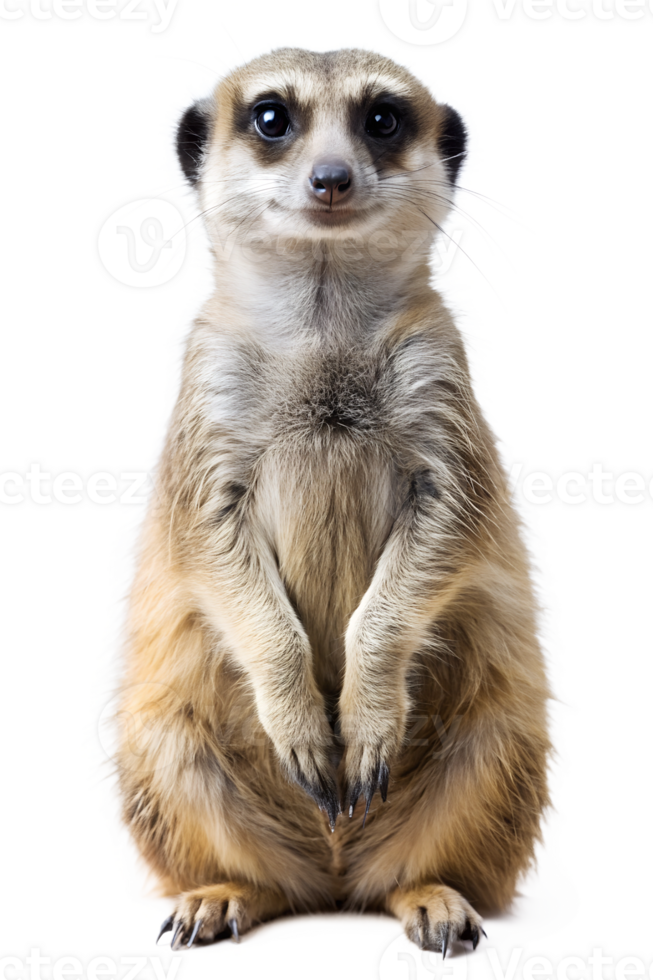 Curious meerkat standing upright in a natural pose png
