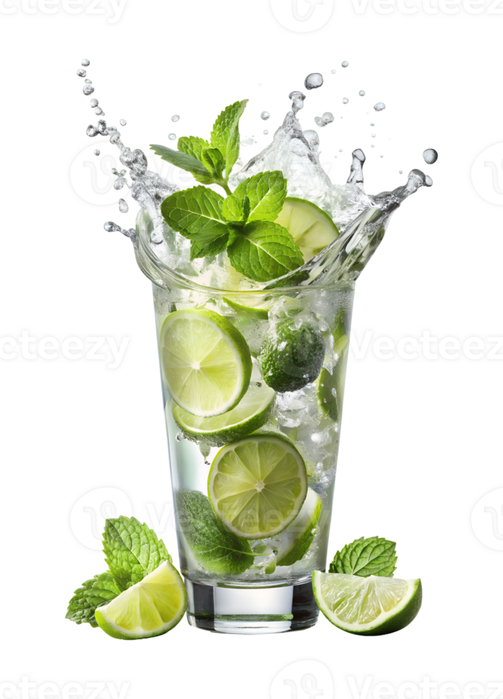 Refreshing lime and mint drink prepared at home png