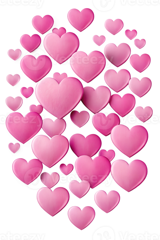 Colorful pink heart shapes arrangement png