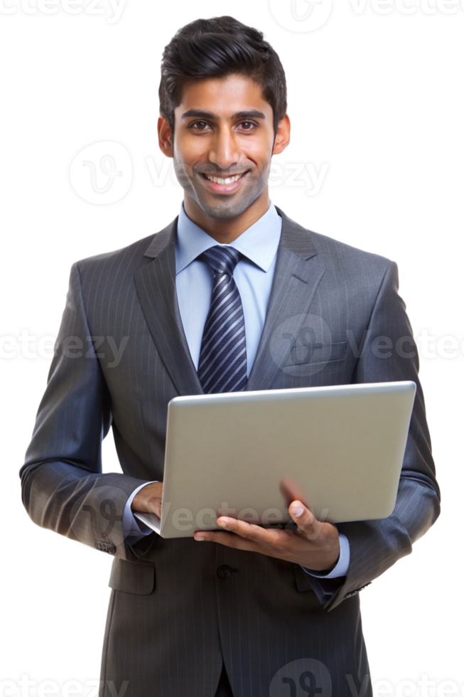 Smiling man using laptop indoors png