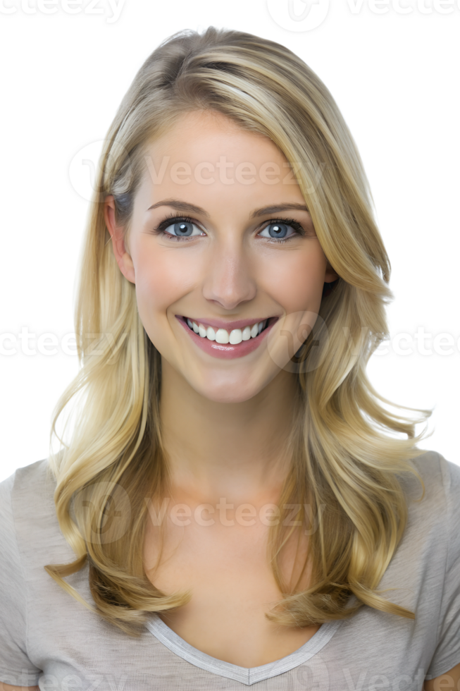 Smiling young woman on white background png