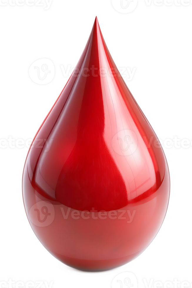 Red droplet sculpture on a white background png