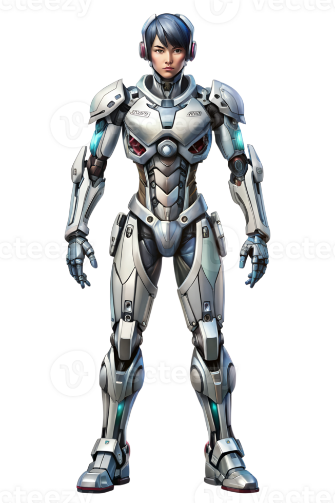 Sleek silver armored futuristic character png