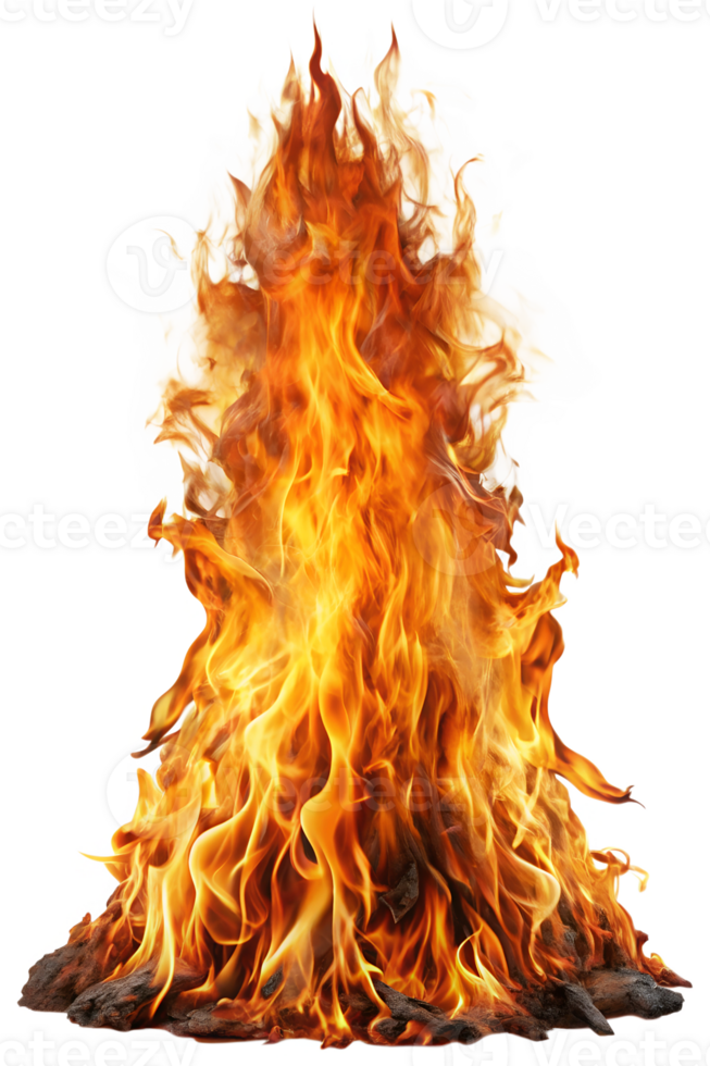 Outdoor fire blazing from wood pile png